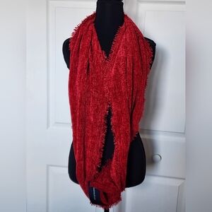 NEW Charter Club Chenille Red Loop Infinity Scarf With Fringe, One Size